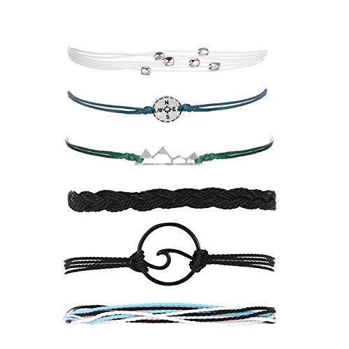 choice of all 3 Pcs Summer Surfer Wave Bracelet Adjustable Friendship Bracelet Handcrafted Jewelry Women (D:3 layer colorful bead)