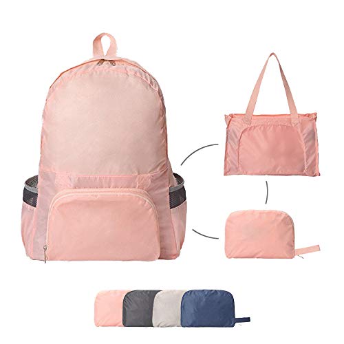 Travel Lite FOLDABLE LIGHTWEIGHT DURABLE TRAVEL BACKPACK | PACKABLE BACKPACK | DAYPACK (Pink)