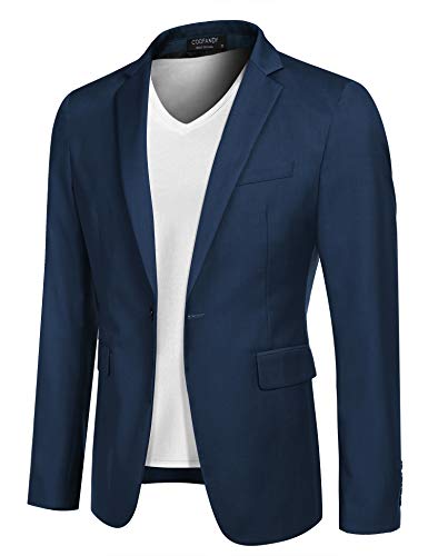 COOFANDY Mens Casual Blazer Fashion Sport Coats Slim Fit Business Suit Jacket Formal Blazer (Blue XXL)
