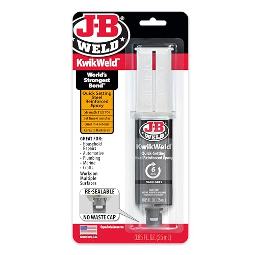 J-B Weld 50176 KwikWeld Steel Reinforced Epoxy Syringe - Dark Grey - 25 ml,Black