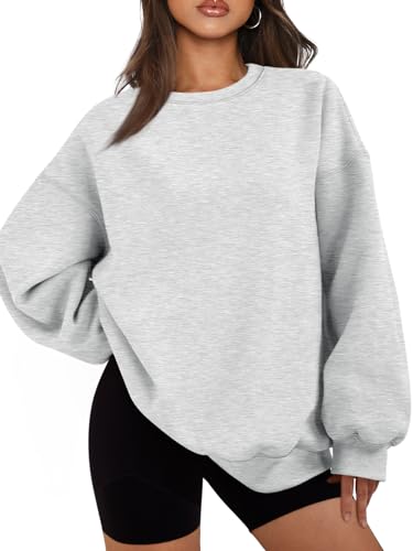 EFAN Winter Outfits Clothes Sweatshirts Hoodies for Women Oversized Sweaters Fall 2024 Trendy Pullover Tops Casual Soft Fashion Grey