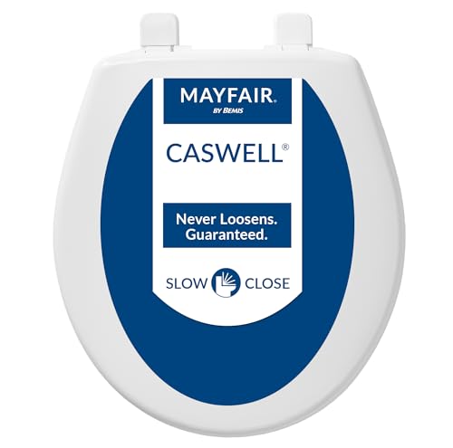 Mayfair Caswell Modern Toilet Seat, Slow Close, Easy Clean, Plastic, Round, White