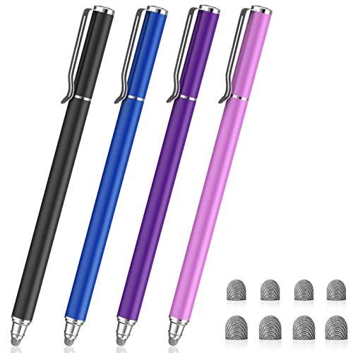 METRO Universal Stylus Pens for Touch Screens - High Sensitivity Capacitive Stylus Fiber Tips 2 in 1 Touch Screen Pen for iPad iPhone and All Other Tablets & Cell Phones (Black/Blue/Purple/Pink)