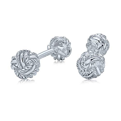 Solid Double Sided Twist Love Knot Woven Braided French Style Fixed Bar Backing Shirt Cufflinks For Men Executive Groom Gift .925 Sterling Silver