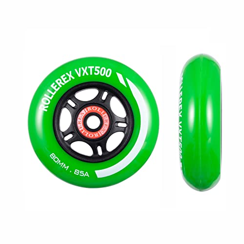 Rollerex VXT500 RipStik/Inline Skate Wheels (2-Pack w/Bearings, spacers and washers) - Use on Roller Blades, RipStik Caster Boards, RipSticks, Luggage, Baggage or Wheelchairs (Turf Green, 80mm)