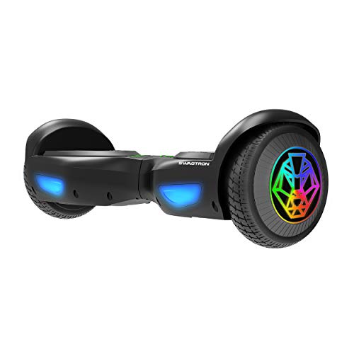 Swagtron Swagboard T882 LED Lithium-Free Hoverboard with LED Wheels, Startup Balancing, Dual 250W Motors, Patented SentryShield Quantum Battery Protection