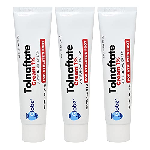 Globe Tolnaftate 1%, 1 Oz Antifungal Treatment, Proven Clinically Effective on Most Athlete’s Foot and Ringworm (3 Pack)