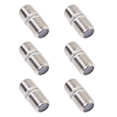 QDiShi 6 Pack Coaxial Cable Connector, RG6 Coax Cable Extender F-Type Silver Plated Adapter Female to Female for TV Cables, Satellite Receiver, VCR and Cable Modem