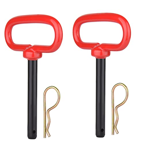 2 Pcs 3/8 inch Red Handle Hitch Pin Accessories for Tractors,Clevis Pin 3/8 x 4 Inch