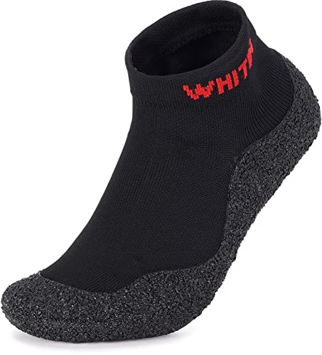 WHITIN Aqua Socks for Mens with Grippers Bottom Indoor Size 11 Hospital Ankle Soft House Rubber Soles Bottom Water Running Footwear Shoes for Male Black