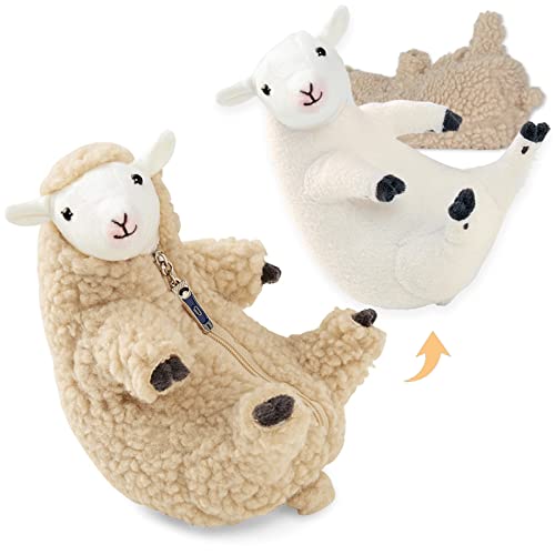 Furvana Shaved Sheep Stuffed Animal, Sheep Plush Toy, Cute Plushie for Girls, Sleeping Pet Buddy, Lamb Stuffed Animal Best Birthday Gifts for Women Boys Teens, Small Plush Toy