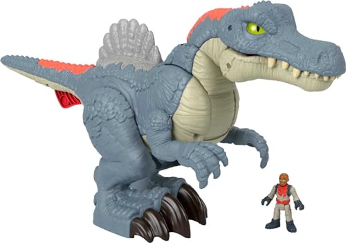 Fisher-Price Imaginext Jurassic World Dinosaur Toy Ultra Snap Spinosaurus, Lights Sounds & Chomping Action, for Preschool Kids Ages 3+ Years