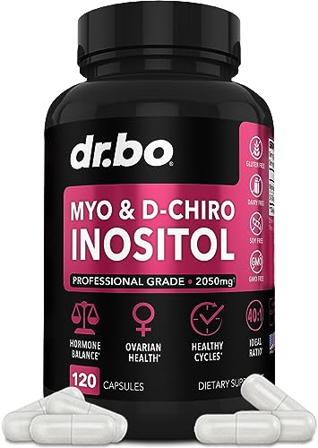 Myo-Inositol & D-Chiro Inositol Supplement Capsules - 40:1 Ratio Hormone Balance for Women with Vitamin B8 - Fertility Supplements for Women to Regulate Menstrual Cycle, Support Ovarian Health & PCOS