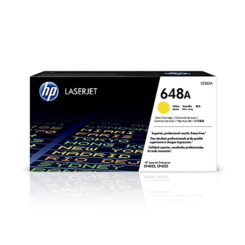 HP 648A Yellow Toner Cartridge | Works with HP Color LaserJet Enterprise CP4025, CP4525 Series | CE262A