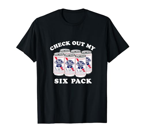 Pabst Blue Ribbon Beer Cans Check Out My Six Pack T-Shirt