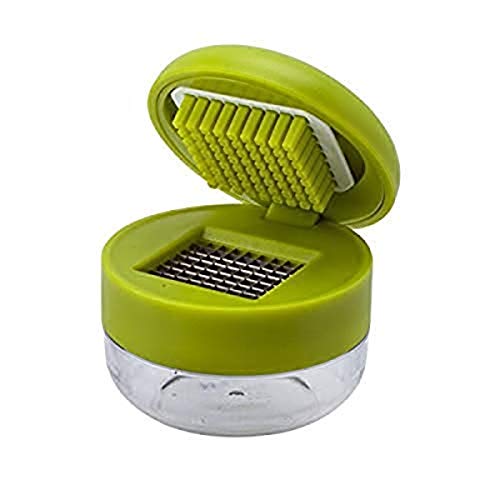Joie Garlic Press and Chopper with Storage Container, Stainless Steel Blades, Green