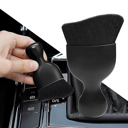 Ouzorp Car Interior Dust Brush, Car Detailing Brush, Soft Bristles Detailing Brush Dusting Tool for Automotive Dashboard, Air Conditioner Vents, Leather, Computer,Scratch Free(Black)