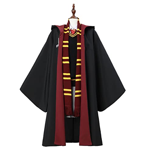 Utaomld Wizard Witches Cloak Magician Robe Halloween Christmas Carnival Cosplay Costumes Teens Adult Cape Black X-Large