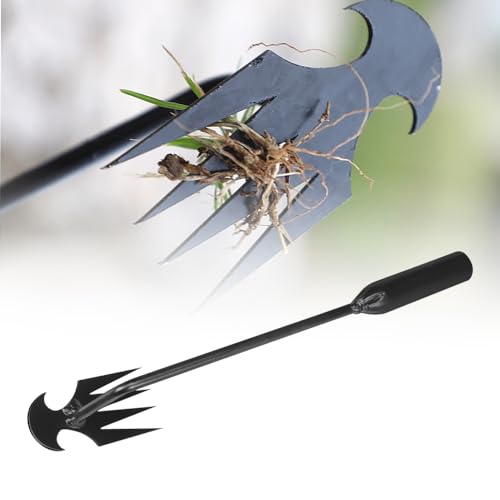Manual Weed Remover Tool for Lawn and Garden, 2024 Upgraded Weeding Artifact Uprooting Weeding Tool with Handle, Weed Puller Tool Garden Weed Pulling Tool 4 Teeth Manganese Steel (10.6in, 1PCS)
