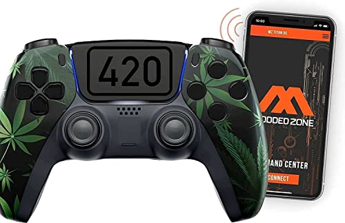 420 Black Custom Rapid Fire, Anti Recoil, Macros MODDED Wireless Controller for PS5 & PC - Unique Smart Mods for ps5 controller controlled by the APP. Best for FPS Games. Enhanced Gaming Experience