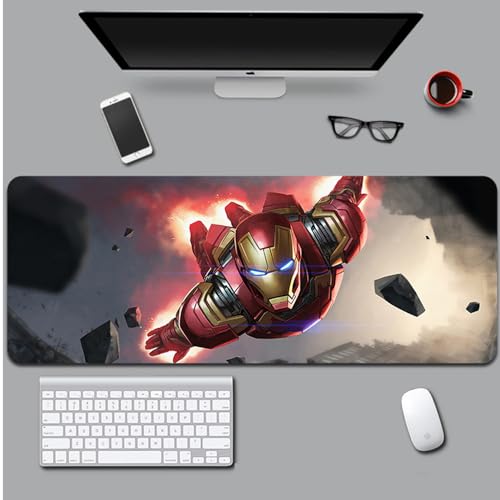 Iron,Man，Superheroes,Gaming Mouse Pad XL(15.74 * 35.43 inch)，Extended Large Mouse Mat Desk Pad, Stitched Edges Mousepad,Non-Slip Rubber Base Mouse Pad，Keyboard Pad,Cool Mouse mat… (10)
