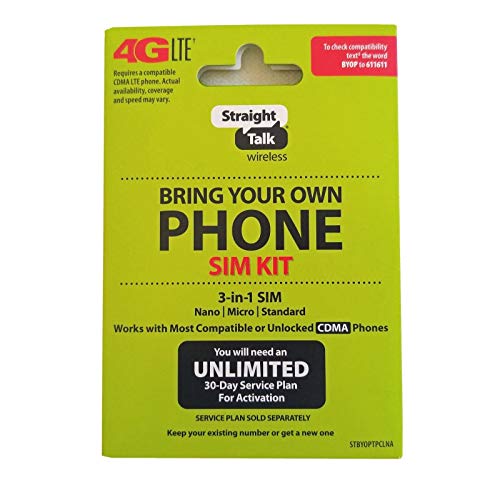 Straight Talk Verizon 4G LTE 3G CDMA Bring Your Own Phone Activation Kit