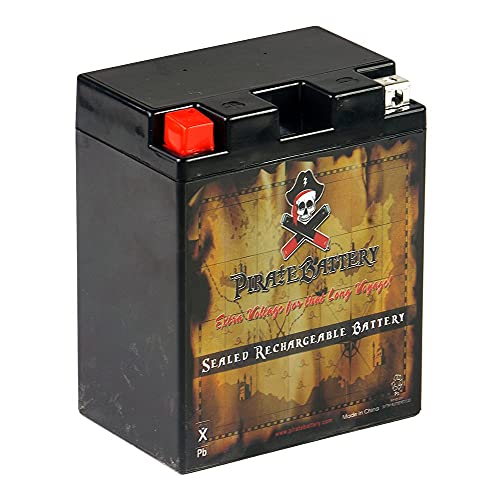 Pirate Battery YB14A-A2 Conventional Replacement Battery for ATV, Motorcycle, Personal Watercraft, and Snowmobile: 12 Volts, 1.4 Amps, 14Ah, Nut and Bolt (T3) Terminal