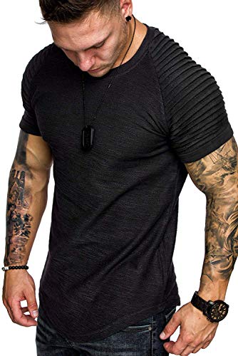 COOFANDY Mens Muscle Fit Hip Hop T-Shirt Gym Tee Short Sleeve Workout Shirts Black 4XL