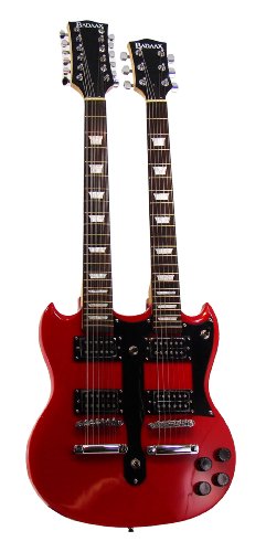 BadAax Dlb Neck Dbl Cut A Way Guitar 70's Style Model Red