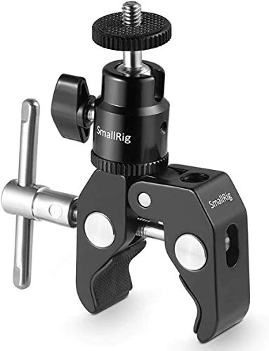 SmallRig Super Clamp Mount with Mini Ball Head Mount, Hot Shoe Adapter with 1/4 Screw for LCD Field Monitor, LED Lights, Flash, Microphone, for Gopro, for DJI Action 2, for Insta360-1124