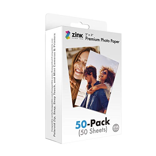 Zink 2'x3' Premium Instant Photo Paper (50 Pack) Compatible with Polaroid Snap, Snap Touch, Zip and Mint Cameras and Printers, 50 count (Pack of 1)