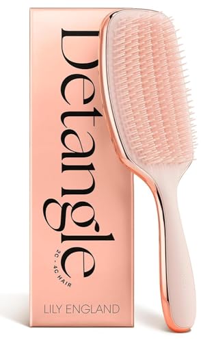 Lily England Curly Hair Brush for Detangling & Styling - Pain-Free Curl Brush for Wet & Dry Hair With Flexible Bristles - Easy to Hold Hair Brush for Curly Hair Women 3c to 4c Hair, Rose Gold