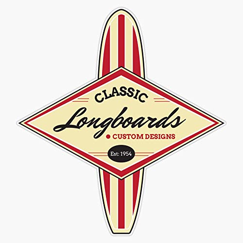 Classic Longboards Custom Surfboards Vinyl Waterproof Sticker Decal Car Laptop Wall Window Bumper Sticker 5'