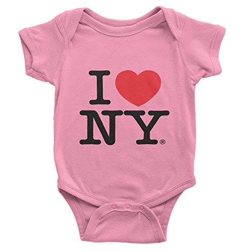 I Love NY Baby Bodysuit Officially Licensed Infant Snapsuit (Pink, 12m)