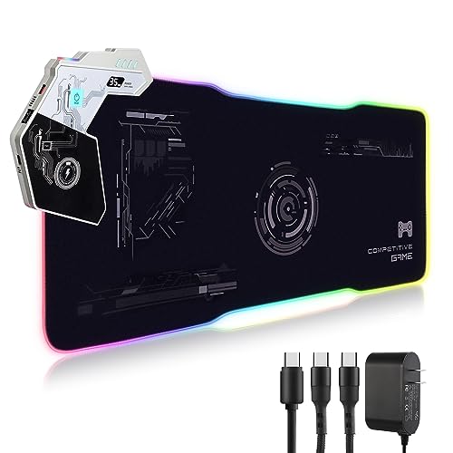 VEWINGL RGB Gaming Mouse Pad with 15W Fast Wireless Charging, Premium Microfiber Cloth, Non-Slip Base, and 10 Light Modes - 31.5' × 11.81'