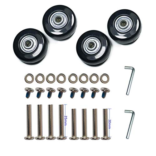 F-ber Luggage Suitcase Wheels with ABEC 608zz Bearings, 50mm Inline Outdoor Skate Replacement Wheels, One Set of 4 Wheels (Black, 50mm x 18mm x 6mm/1.97' x 0.7' x 0.24')
