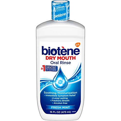 biotène Oral Rinse Mouthwash for Dry Mouth, Breath Freshener and Dry Mouth Treatment, Fresh Mint, 16 fl oz