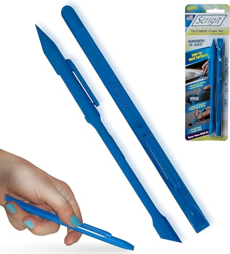 Scrigit Scraper No-Scratch Plastic Scraper Tool, 2 Pack - The Handy Multi-Use Scraping Tool for Removing Food, Labels, Stickers, Paint, Grease - Easy to Hold, Reaches Tight Spaces and Crevices