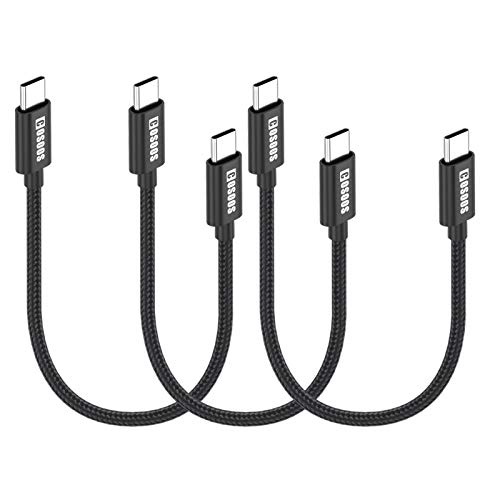 COSOOS 3-Pack Short USB C to USB-C Cables (10in/26cm) Nylon Braided 60W Fast Charging Syncing Type C Cable Cord for iPhone 15 Pro Max, Samsung Galaxy S23, Z, iPad Pro, PD C Charger