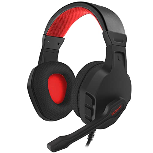 NUBWO U3 Gaming Headset with Clear Call Microphone, Volume Control and Compatibility for PC, PS4, PS5, Xbox One, Mac, iPad, and Switch (Red)