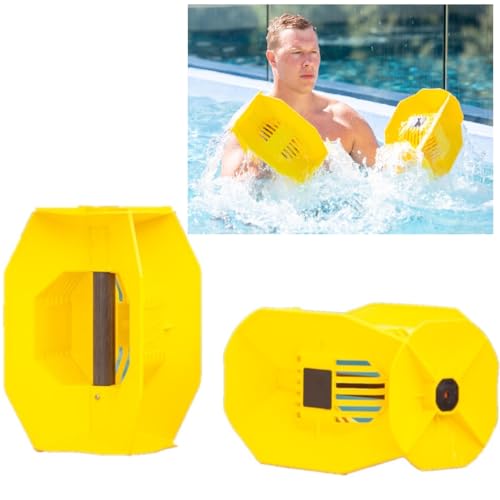 Hydro Tone - HYDRO-BELL Pool Exercise Dumbbells Pair | Water Weights | Functional Strength Training in the Pool | Quick Start Guide (Yellow)