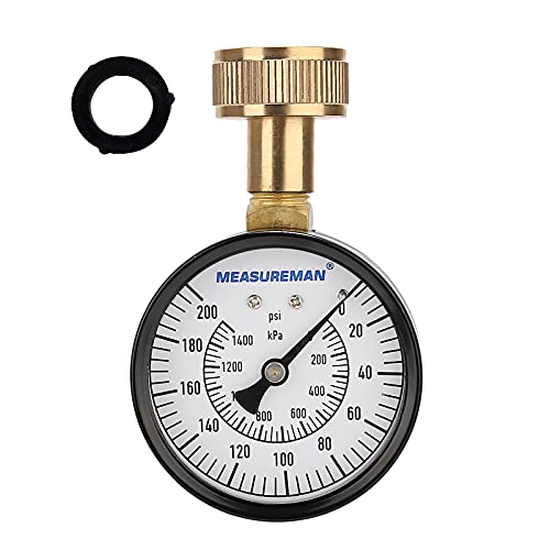 MEASUREMAN 2-1/2' Water Pressure Test Gauge, 3/4' Female Hose Thread, 0-200 psi/kpa