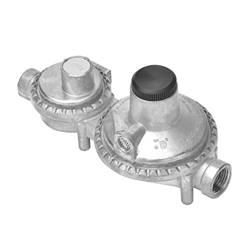 only fire Horizontal Two Stage Propane Regulator, Inlet 1/4' Female NPT and Outlet 3/8' Female NPT