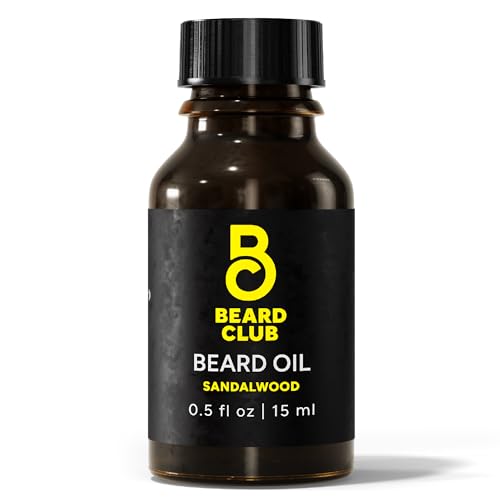 Beard Club Premium Sandalwood Beard Oil for Men - Natural Castor & Sunflower Seed Oils - Beard & Mustache Conditioner - Hydrates, Moisturizes, Softens & Soothes Dry Skin - Strengthens Hair Follicles