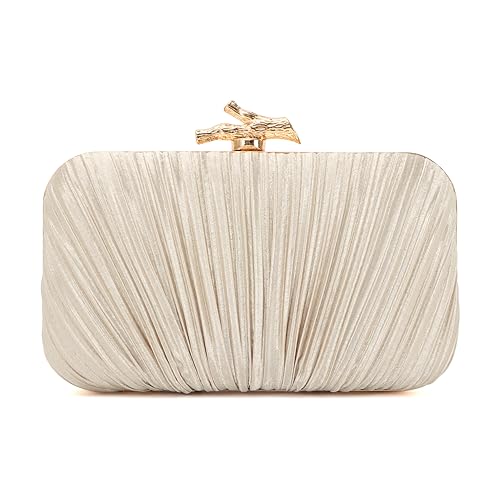 Freie Liebe Clutch Purses for Women Evening Bag Pleated Clutch Bag with Chain for Wedding Party