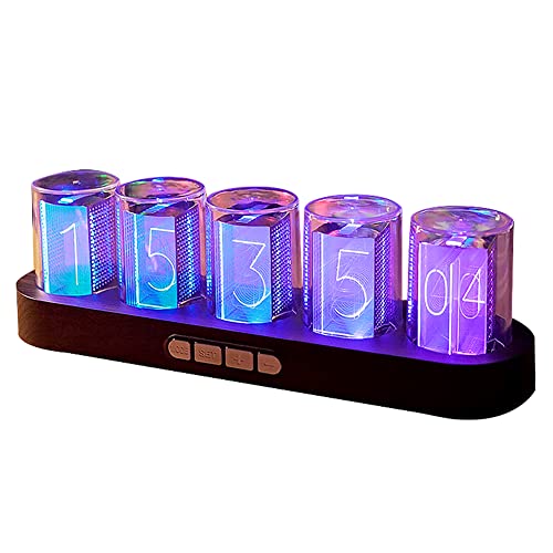 GUAZI STORE Imitation Nixie Tube Clock RGB Creative Clock 16 Million Colors, Mode Adjustments with Gift Box Packaging Can Be 01 01