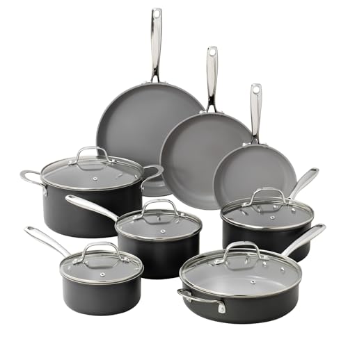 Granitestone 13 Pc Ceramic Pots and Pans Set Non Stick Cookware Set, Kitchen Cookware Sets, Pot and Pan Set, Hard Anodized Ceramic Cookware Set, Nonstick Cookware Set, Dishwasher Safe…