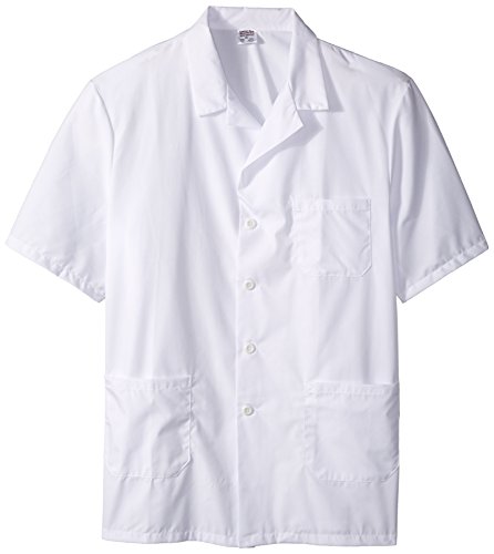 Worklon - 34092X 3409 Polyester/Cotton Unisex Short Sleeve Pharmacy Lab Coat with Button Closure, 2X-Large, White