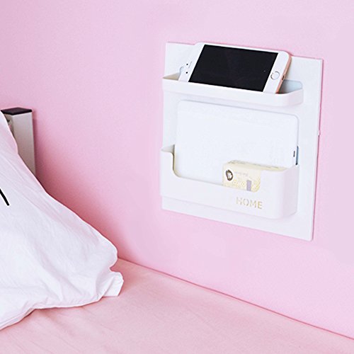 EHKIT Bedside Shelf Accessories Organizer- Wall Mount Self Stick On,Ideal for Glasses,Remote,Earphone, Cell Phone Charger,Manicure Kit