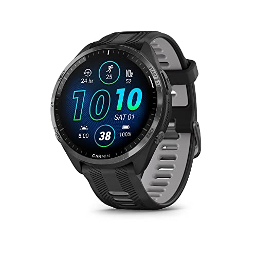 Garmin Forerunner 965 Running Smartwatch, Colorful AMOLED Display, Training Metrics and Recovery Insights, Black and Powder Gray, 010-02809-00